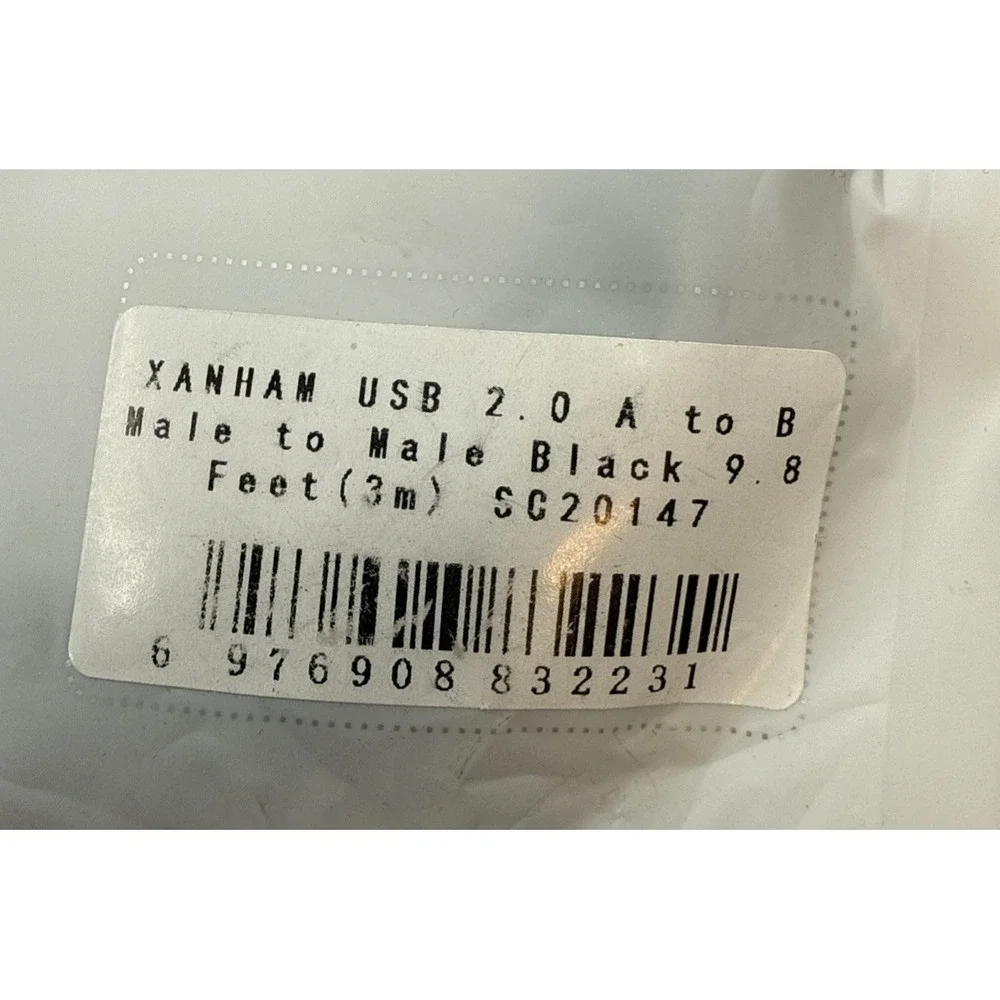 XANHAM USB‎ 2.0 A to B male to male black 9 feet